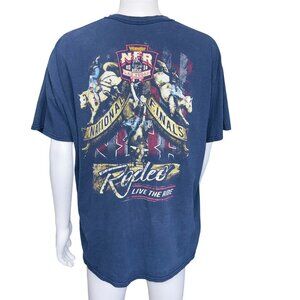Wrangler National Finals Rodeo Mens 2XL Blue 2016 Graphic Short Sleeve Cotton